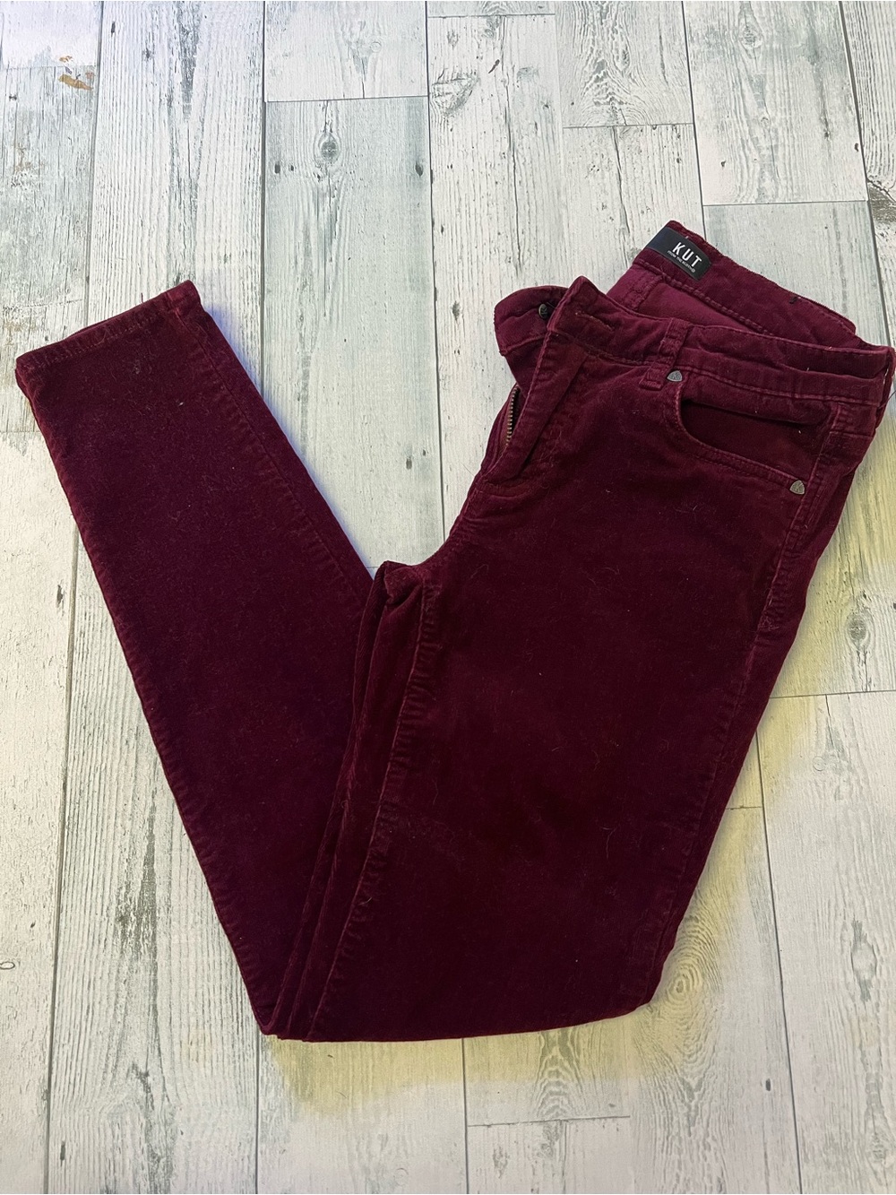Kut from the Kloth Women's Deep Burgundy Skinny Corduroy Jeans